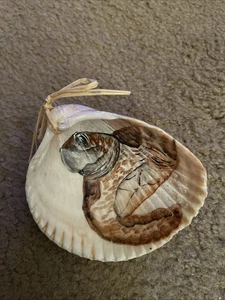 Handbemalte Meeresschildkröte Jakobsmuschel Muschel Topsail Insel Unechte Karettschildkröte Hoffnung - Bild 1 von 4
