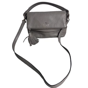 Kate Spade Leila Damen grau genarbtes Leder Reißverschluss Umhängetasche mit Quaste - Bild 1 von 23