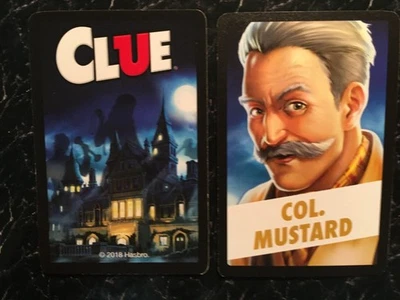 Clue  2018  COL. MUSTARD   Character Card   CLASSIC MYSTERY GAME  by Hasbro - Image 1 of 3