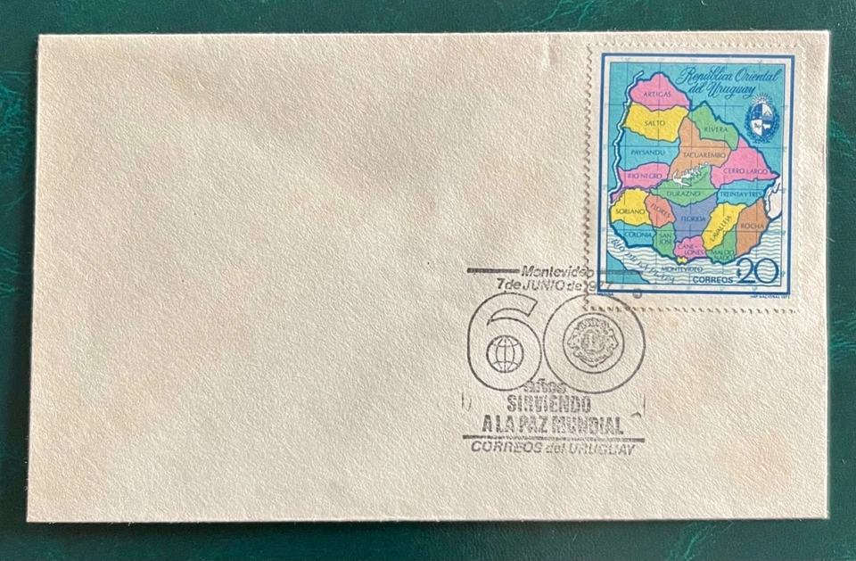 URUGUAY *SPECIAL POSTMARK  "LIONS 60 YEARS SERVING PEACE" - COVER WITH YVERT#859 - Image 1 of 1