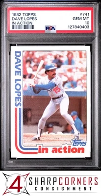 1982 TOPPS IN ACTION #741 DAVE LOPES DODGERS PSA 10 - Image 1 of 3