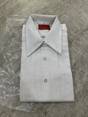 Vintage 70s Kings Road Sears Dagger Collar Button Up  Shirt Disco L White - Image 1 of 4