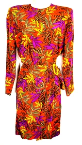 Vintage 90s Silk Dress Midi Cross Over sash & buckle Lloyd Williams women's M - Picture 1 of 6