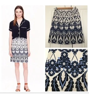J.Crew Trellis floral skirt size 4 cotton classic casual office party Blue - Picture 1 of 12