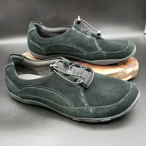 Clarks Privo Sneakers Black Gray Lace Up Shoes Walking Comfort Leather 10W Wide - Picture 1 of 9