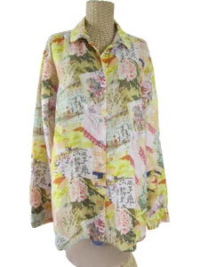 Tianello Steve Barraza YUKON Print Womens L Tunic Linen Lagenlook Relaxed Fit - Picture 1 of 13