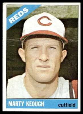 1966 Topps #334 Marty Keough  Cincinnati Reds Low Grade Creased - Image 1 of 2