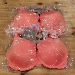 Secret Treasures T-Shirt Bra Size 38 DD Lot of 4 Tailored Coral Silk Pink - Picture 1 of 8