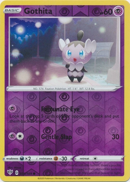 Reverse Holo Gothita 073/189 Common Darkness Ablaze Pokemon TCG - Image 1 of 1