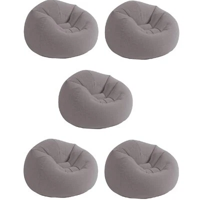 Intex надувной контурный вельветовый Beanless сумка шезлонг стул, серый (5 упаковки) - Изображение 1 из 4