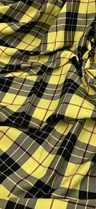 Yellow Black Grey Tartan Poly-Viscose Fabric 58’’ PRICE PER METER - Picture 1 of 2