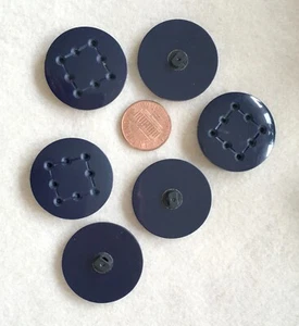 1 3/16" Black Shank Button 48L Plastic 8-Point Box Design Plastic/Resin LOT OF12 - Picture 1 of 3