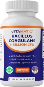 Vitamatic Bacillus Coagulans Shelf Stable Probiotic Supplements - 60 Capsules - Picture 1 of 8