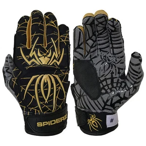 Spiderz 2022 Hybrid Baseball/Softball Batting Gloves - Black/Vegas Gold - Large