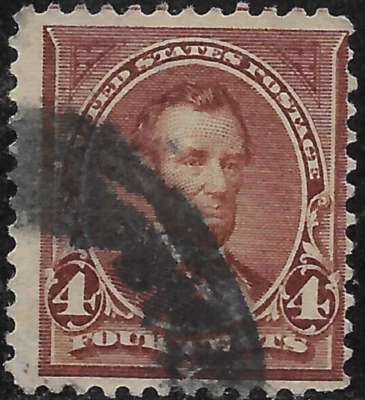 1898 US  President Lincoln SC#280  4C.  USED VF - Image 1 of 2