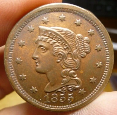 1855 Large Cent Upright 5's  - Image 1 of 2