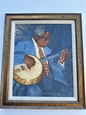 GREG SHED PAINTING ILLUSTRATION BLACK PORTRAIT AMERICAN JAZZ MUSICIAN LISTED - Image 1 of 4