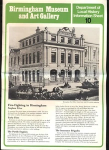 1981 BIRMINGHAM MUSEUM Info Leaflet: Fire-Fighting in Birmingham. Free UK p&p - Picture 1 of 1