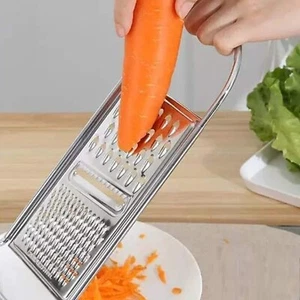 Flat 3 in 1 Stainless Steel Cheese Grater for Kitchen Non-Slip Handle and Base - Picture 1 of 6