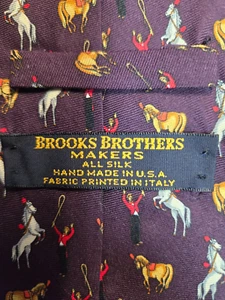 Brooks Brothers Makers Mens 100% Silk Plum Purple Horse Trainer Tie Equestrian - Picture 1 of 7