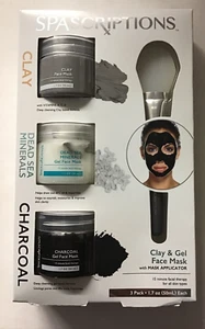 Spa Scriptions-Clay-Dead Sea Minerals & Charcoal Gel Face Masks with Applicator - Picture 1 of 4