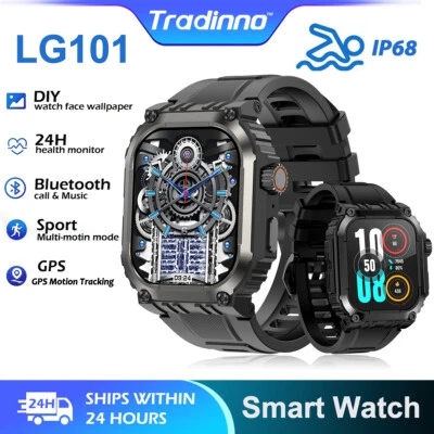 Smart Watch Men's GPS Fitness Tracker Heart Rate Monitor Sports Waterproof Watch - Image 1 of 4