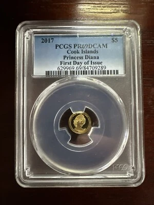 2017 $5 Cook Islands Princess Diana Gold 1/100 Oz PCGS PR69 DCAM FDOI Gem C1319 - Image 1 of 4