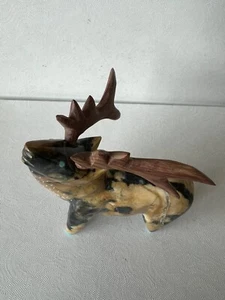 Zuni Bull Elk Fetish by Enrike Leekya *SIGNED* New Removable Cedar Rack! 4093 - Picture 1 of 8