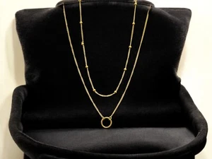 Collar colgante de doble capa chapado en oro de acero inoxidable de 18 quilates para mujer regalo nuevo - Imagen 1 de 14