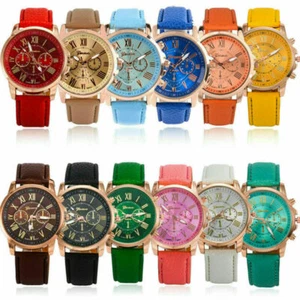 Women Fashion Wrist Watch Smart Geneva Leather Stainless Steel Watch for Girl UK - Picture 1 of 17