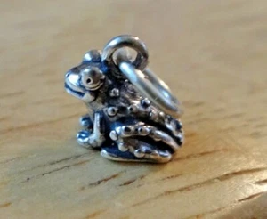 ¡Dije sapo rana manchada de plata esterlina 3D tamaño pequeño 7x8 mm!   - Imagen 1 de 10
