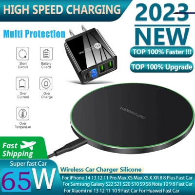 Wireless Charger 65W Fast Charging Pad For Android iPhone 17 16 15 14 13 12 11 X - Image 1 of 4