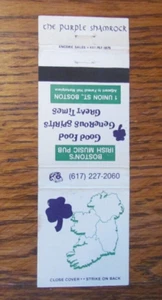 IRISH PUB MATCHBOOK MATCHCOVER: TRÉBOL PÚRPURA (BOSTON, MASSACHUSETTS) -B8 - Imagen 1 de 2