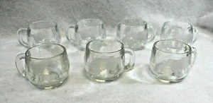 Nestle Nescafe Etched World Globe Glass Coffee Cups Vintage Lot of 7 S8711 - Picture 1 of 12
