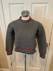 Thom Browne Gray Boiled Wool Crew Neck Sweater. Size Small - Picture 1 of 10