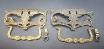 Pair Complete Antique Bronze Drawer Pulls 4-1/4x 2-1/2" Reclaimed Victorian L195 - Image 1 of 4