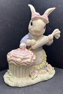 "FIGURA DECORATIVA DE CUPCAKES DE PASCUA LENOX BUNNY'S RARA Mrs. Rabbit Porcelana 9""" - Imagen 1 de 9