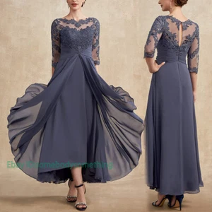 Vestido de Madre de la Novia Color Personalizado Media Mangas Alto Bajo Encaje Gasa - Imagen 1 de 18