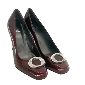 Stuart Weitzman Heels Cherry Cosmos Women Size 7.5 Dark Red Patent Leather - Picture 1 of 12