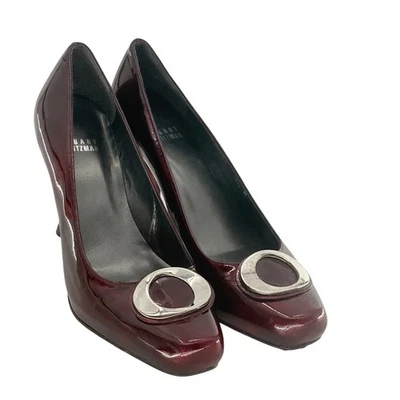 Stuart Weitzman Heels Cherry Cosmos Women Size 7.5 Dark Red Patent Leather - Image 1 of 4