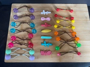 Vintage Goody Barrettes & Ponytail Holders Twin Ball Bead Lot Hair Ties - Picture 1 of 5