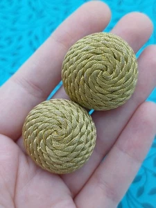 Vintage große schöne runde Ohrclips Goldfaden Seiloptik - Bild 1 von 11