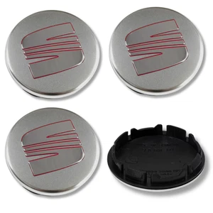 Se adapta a buje de tapa central de rueda de aleación Seat x4 rojo plateado 56 mm muchos modelos 5F0601171 - Imagen 1 de 12
