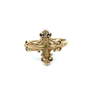 14kt Yellow Gold Cross Ring - Picture 1 of 5