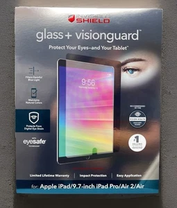 InvisibleShield Glass+ VisionGuard 9.7" iPad, iPad Pro, iPad Air 2 Glass Shield - Picture 1 of 16