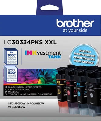 New Genuine Brother LC3033XXL Black Cyan Magenta Yellow 4PK Ink Cartridges 2026 - Image 1 of 2
