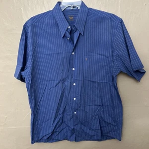 Alta Moda Don Gill Size 43 Large Blue Short Sleeve Button Front Shirt - Picture 1 of 5