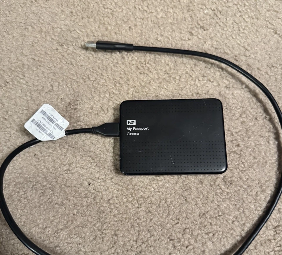 Western Digital My Passport Cinema 1TB External Hard Drive WDBZKS0010BBK - Image 1 of 1