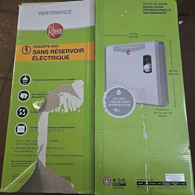 Calentador de agua eléctrico automodulante Rheem 36 KW 7,03 GPM 240 voltios sin tanque Foto 1 de 3
