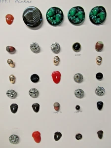 LOT 32 ACORN BUTTONS ON COLLECTOR'S CARD - Picture 1 of 22